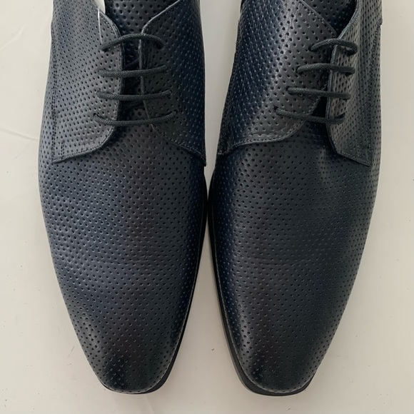 New Navy Blue Italian Leather Mens Dress Shoes - Picture 3 of 4